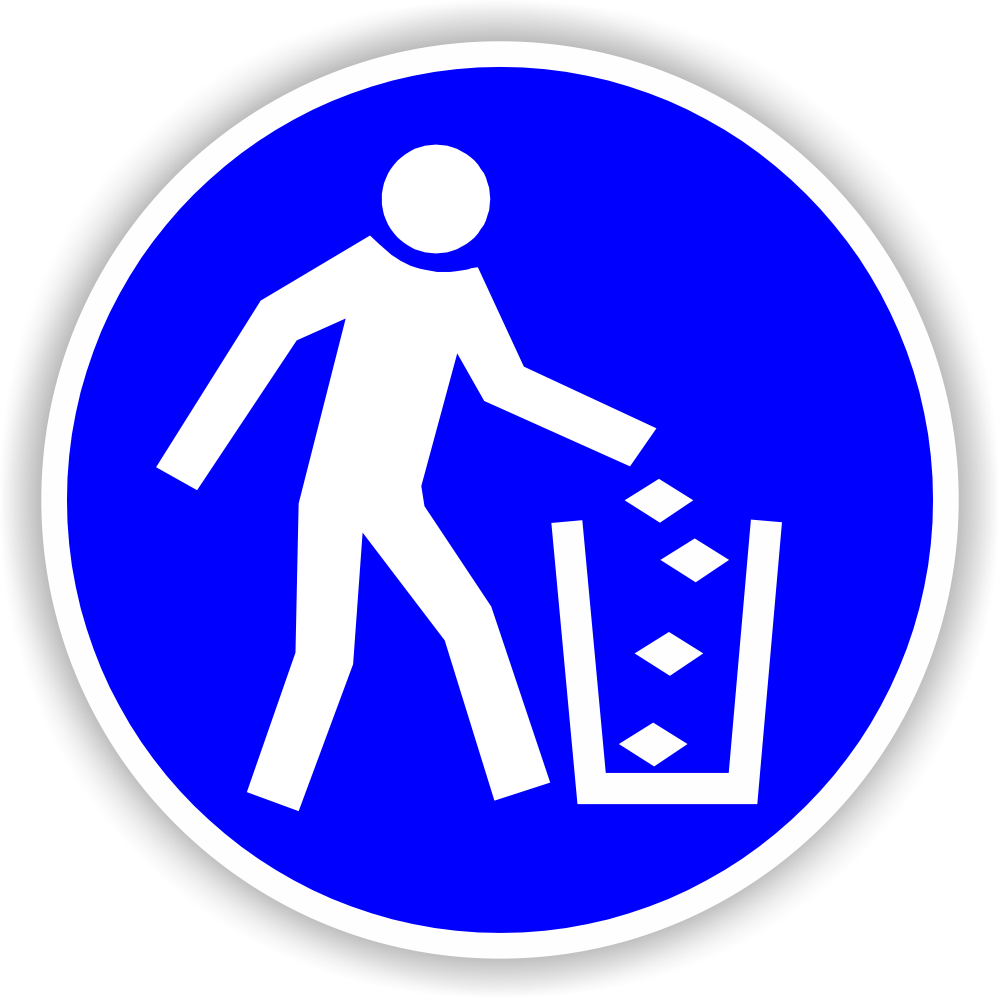 Gebot: "Abfallbehälter benutzen" Schild oder Aufkleber