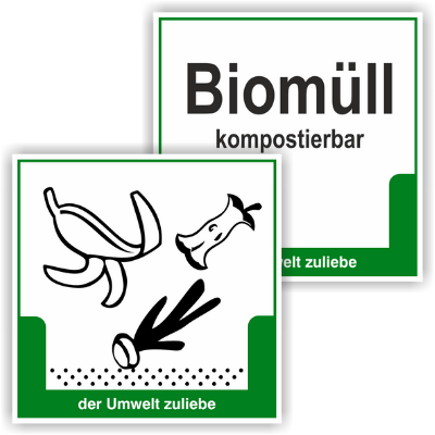 Schild "Biomüll kompostierbar"