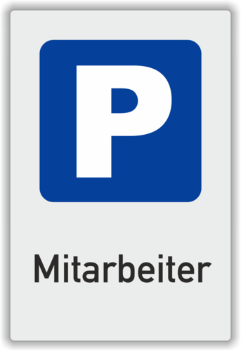 Parkplatzschild "Mitarbeiter", grau