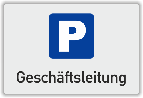 Parkplatzschild "Geschäftsleitung", grau