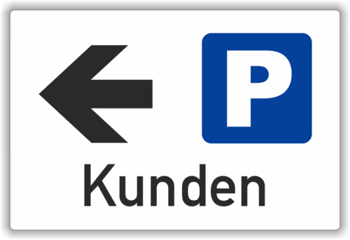 Parkplatzschild "Kunden", weiß, Pfeil links
