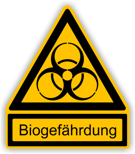 Warnung "Biogefährdung" mit Wortbezeichnung