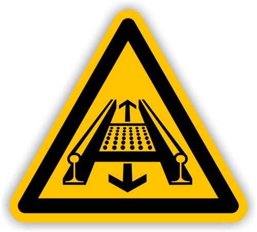 Warnung "Förderanlage im Gleis"