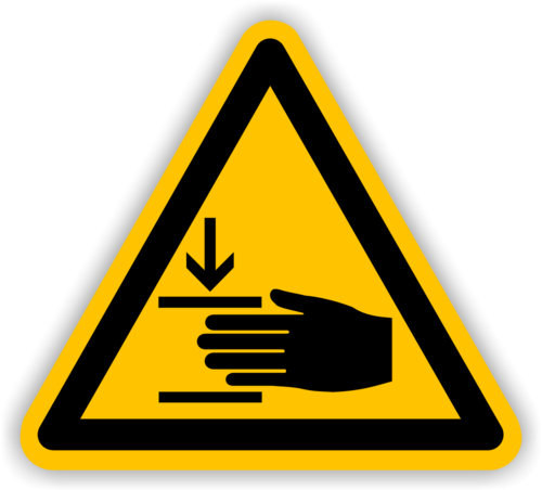 Warnung "Verletzungsgefahr Hand"