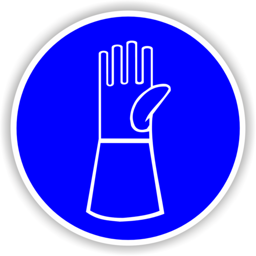 Gebot: "Handschuhe mit Pulsschutz benutzen"