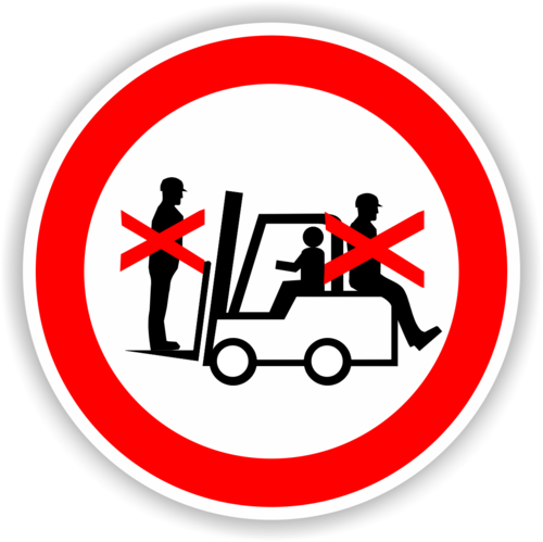 Verbot "Mitfahren auf Flurförderzeug"