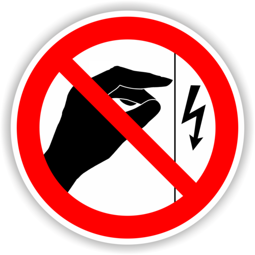 Verbot "Berühren, Gehäuse unter Spannung"