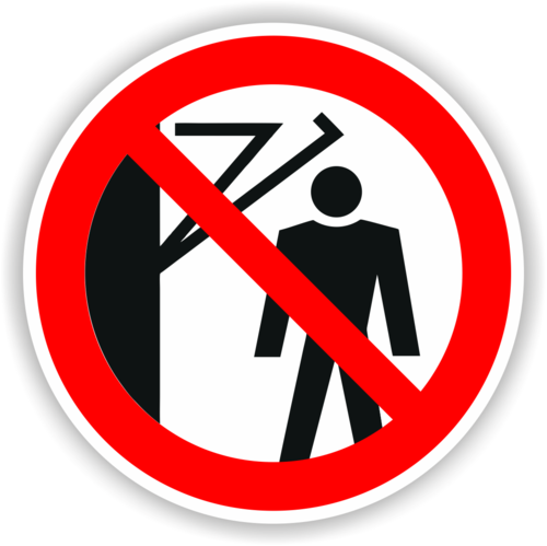 Verbot "Nicht hinter Schwenkarm treten"