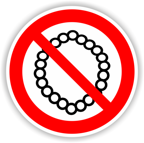 Verbot "Bedienung mit Halskette"