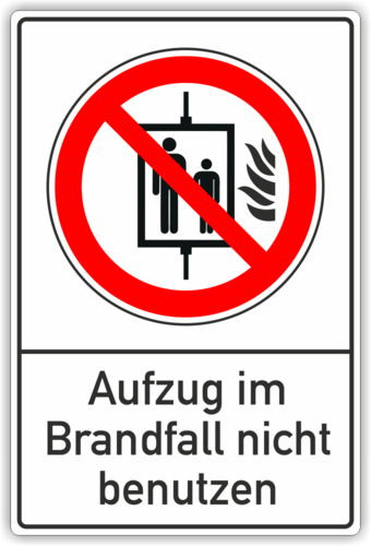Verbot Kombischild "Aufzug im Brandfall"