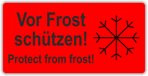 Etikett "Vor Frost schützen!"