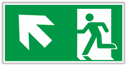 Rettungszeichen Rettungsweg links hoch