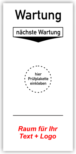 Grundetikett "Wartung" mit Wunsch- Text und Logo