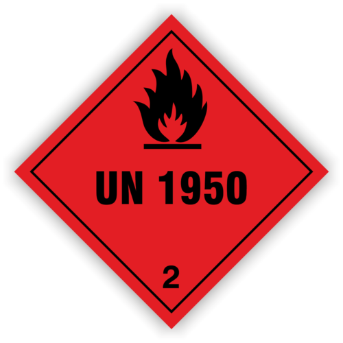 Gefahrzettel Kl. 2.1 "UN 1950"