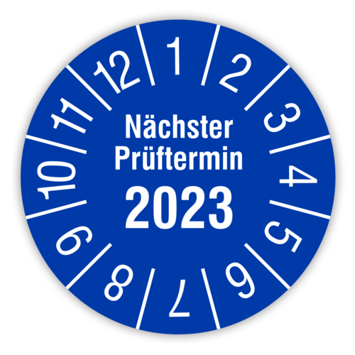 Nächster Prüftermin UVV Prüfplaketten 40mm Jahre 2021 bis 2026 blau 13220 