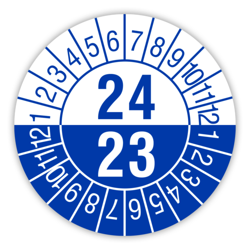 Prüfetikett Prüfplakette Jahresplakette 500 Stück Jahresprüfplakette 2021 in verschiedenen Farben und Größen 20 mm Ø, Blau 