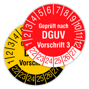 216 fälschungssichere Prüfplaketten in der Packung Geprüft nach DGUV Vorschrift 3 Ø 20 mm selbstklebend rot Labelident Mehrjahresprüfplakette 2022-2027 Dokumentenfolie 