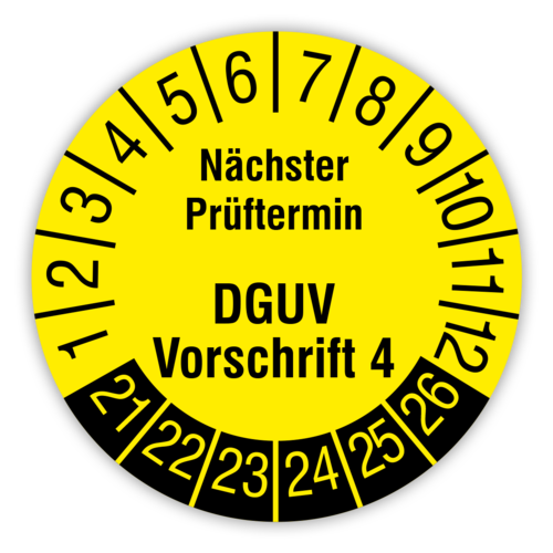UVV geprüft 15mm gelb weiß Jahre 2021 bis 2026 UVV Prüfplaketten Wartung 13342 