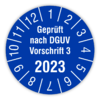 Prüfplaketten Geprüft von, DGUV Vorschrift 3, 2023