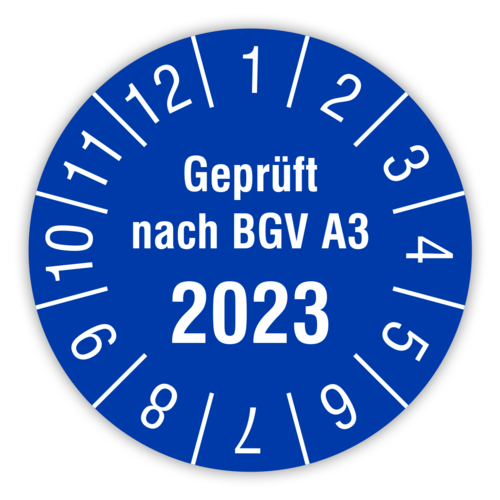 Prüfplaketten Geprüft nach BGV A3 2023