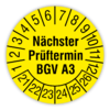 Prüfplaketten Nächster Prüftermin BGV A3, 2021-2026