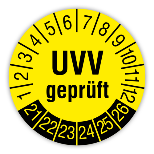 Prüfplaketten UVV geprüft 2021 bis 2026