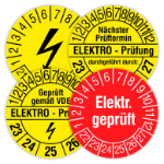 Prüfplaketten Geprüft VDE Blitz 20-24 Ø 30 mm 144 Prüfetiketten Vinyl gelb