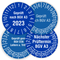 Prüfplaketten nach Vorschrift: BGV: 2023