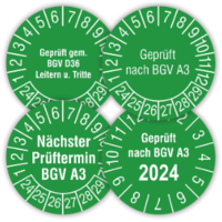 Prüfplaketten nach Vorschrift: BGV: 2024